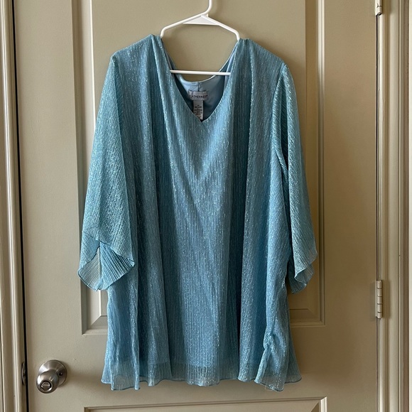 Catherines Tops - Vintage 90s Blue Sparkly Shirt Plus Size 4x